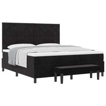 Boxspringbett mit Kopfteil Schwarz 200 x 180 cm Samt