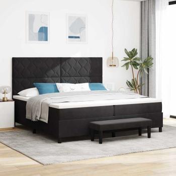ARDEBO.de - Boxspringbett mit Kopfteil Schwarz 200 x 200 cm Samt