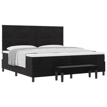 Boxspringbett mit Kopfteil Schwarz 200 x 200 cm Samt