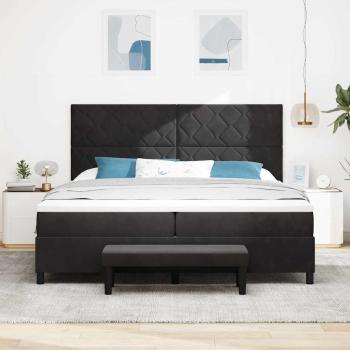 Boxspringbett mit Kopfteil Schwarz 200 x 200 cm Samt