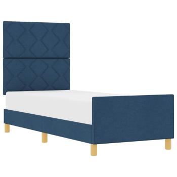 Bettgestell mit Kopfteil Blau 80 x 200 cm Stoff