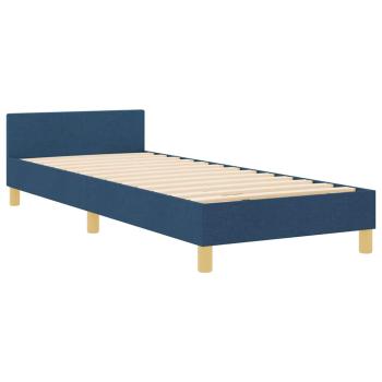 Bettgestell mit Kopfteil Blau 80 x 200 cm Stoff