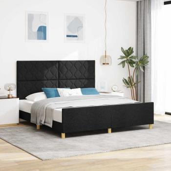 ARDEBO.de - Bettgestell mit Kopfteil Schwarz 180 x 200 cm Stoff