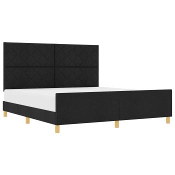Bettgestell mit Kopfteil Schwarz 180 x 200 cm Stoff