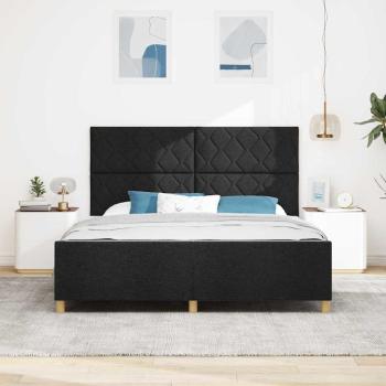 Bettgestell mit Kopfteil Schwarz 180 x 200 cm Stoff