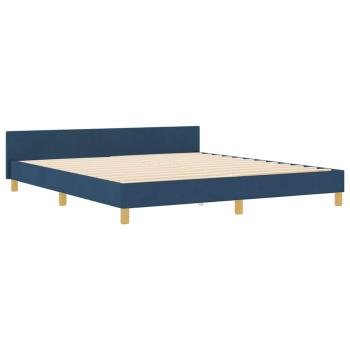 Bettgestell mit Kopfteil Blau 180 x 200 cm Stoff