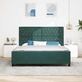 Boxspringbett mit Kopfteil Dunkelgrün 180 x 200 cm Samt