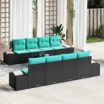 ARDEBO.de - Sofa Set 9 stk. Schwarz [Synthetisch]: Poly Rattan