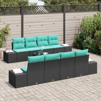 Sofa Set 9 stk. Schwarz [Synthetisch]: Poly Rattan