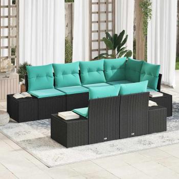 ARDEBO.de - Gartensofa-set 7 stk. Schwarz Poly-Rattan