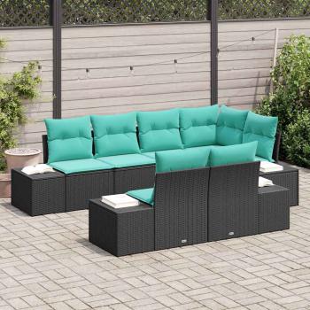 Gartensofa-set 7 stk. Schwarz Poly-Rattan