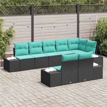 Gartensofa-set 8 stk. Schwarz Poly-Rattan