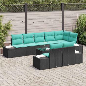 Gartensofa-set 9 stk. Schwarz Poly-Rattan