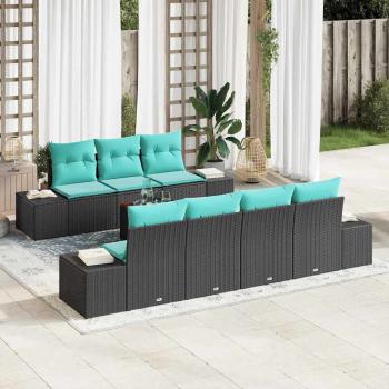 ARDEBO.de - Gartensofa-set 8 stk. Schwarz Poly-Rattan