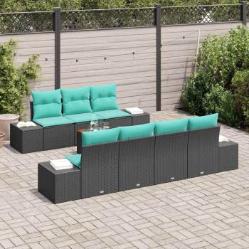 Gartensofa-set 8 stk. Schwarz Poly-Rattan
