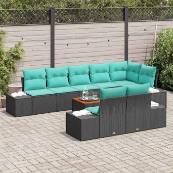 Gartensofa-set 9 stk. Schwarz Poly-Rattan