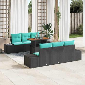 ARDEBO.de - Garten Essgruppe 7 stk. 6-Sitzanzahl Schwarz und Teal