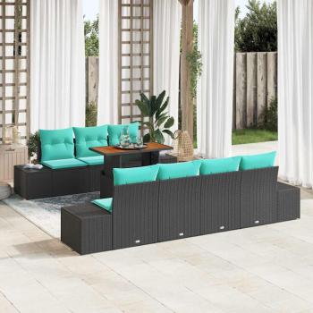 ARDEBO.de - Garten Essgruppe 8 stk. 7-Sitzanzahl Schwarz und Teal