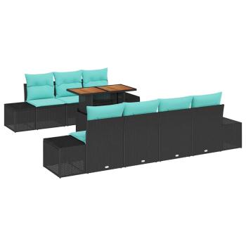 Garten Essgruppe 8 stk. 7-Sitzanzahl Schwarz und Teal