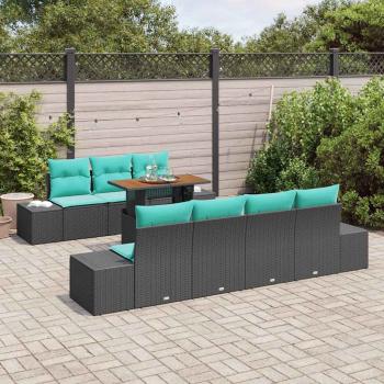 Garten Essgruppe 8 stk. 7-Sitzanzahl Schwarz und Teal