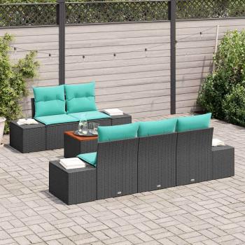 Gartensofa-set 6 stk. Schwarz und Türkis Poly-Rattan