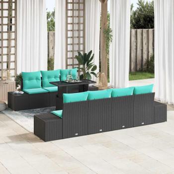 ARDEBO.de - Garten-Sofa-Set 8 stk. 7-Sitzanzahl Schwarz und Türkis