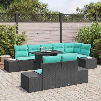 Gartensofa-set 9 stk. Schwarz Poly-Rattan