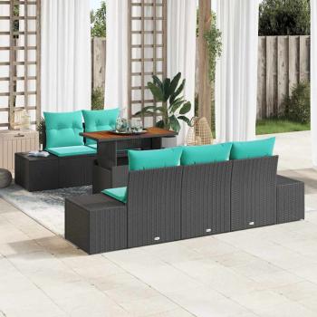 ARDEBO.de - Garten-Sofa-Set 6 stk. Schwarz Poly Rattan