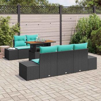 Garten-Sofa-Set 6 stk. Schwarz Poly Rattan