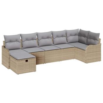 Sofa Set 7 Stk. 7-Sitzanzahl Beige und Hellgrau Poly-Rattan