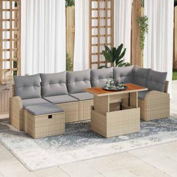 ARDEBO.de - Gartensofa-set 8 stk. Beige Poly-Rattan