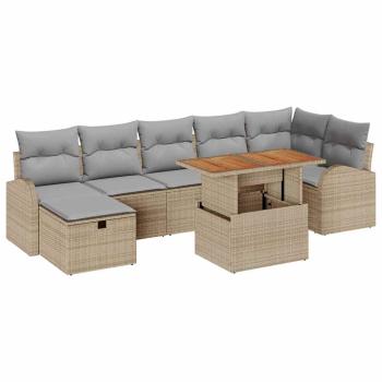 Gartensofa-set 8 stk. Beige Poly-Rattan