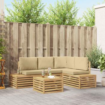 ARDEBO.de - Outdoor-Sofagarnitur mit Kissen 5 Stück Weiß
