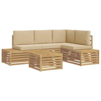 Outdoor-Sofagarnitur mit Kissen 5 Stück Weiß