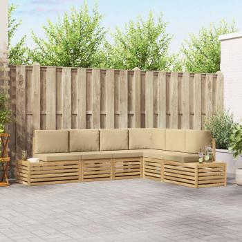 ARDEBO.de - Outdoor-Sofagarnitur mit Kissen 6 Stück Weiß und Beige