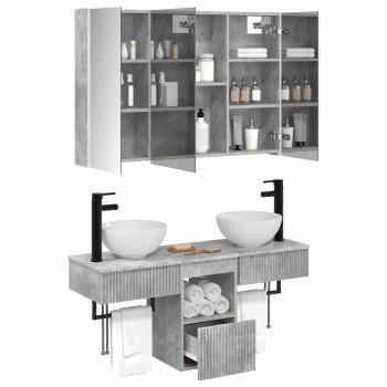Badezimmerschrank-Set 4 stk. Betongrau Holzwerkstoff