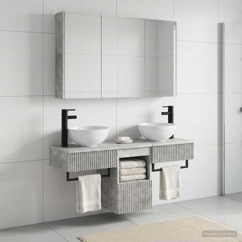 Badezimmerschrank-Set 4 stk. Betongrau Holzwerkstoff