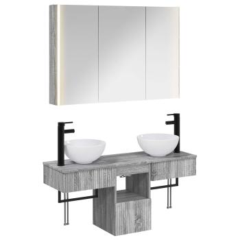 Badezimmerschrank-Set 4 stk. Grau Sonoma Holzwerkstoff