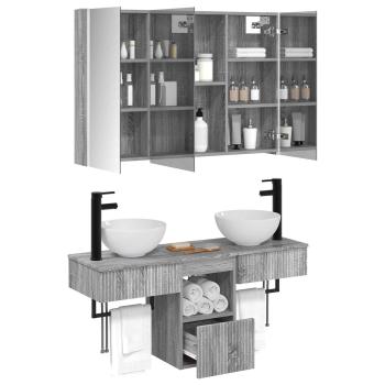 Badezimmerschrank-Set 4 stk. Grau Sonoma Holzwerkstoff