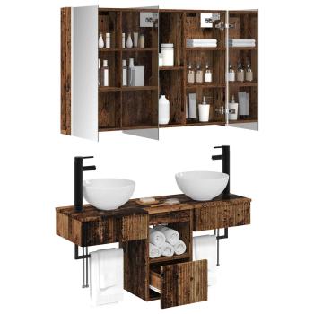 Badezimmerschrank-Set 4 stk. Altholz Holzwerkstoff