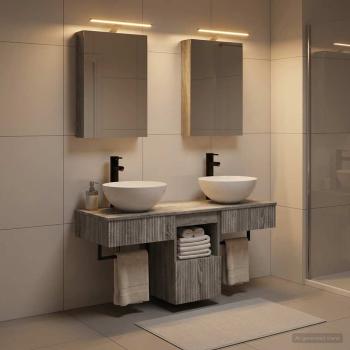 Badezimmerschrank-Set 5 stk. Grau Sonoma Holzwerkstoff