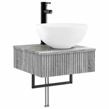 Badezimmerschrank-Set 5 stk. Grau Sonoma Holzwerkstoff