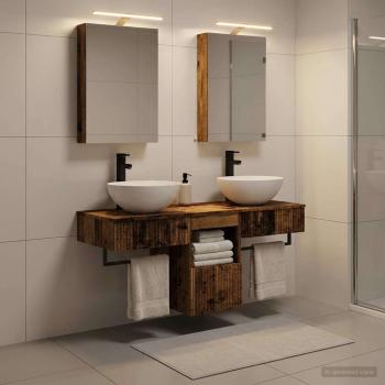 Badezimmerschrank-Set 5 stk. Altholz Holzwerkstoff