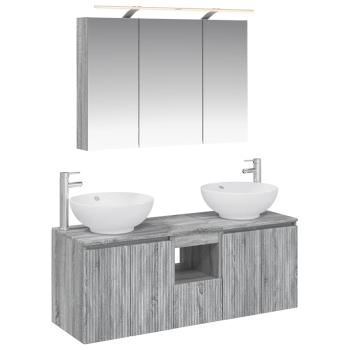 Badezimmerschrank-Set 4 stk. Grau Sonoma Holzwerkstoff