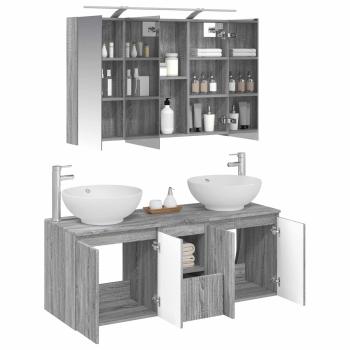Badezimmerschrank-Set 4 stk. Grau Sonoma Holzwerkstoff