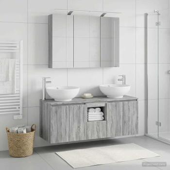 Badezimmerschrank-Set 4 stk. Grau Sonoma Holzwerkstoff