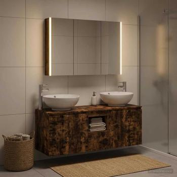 ARDEBO.de - Badezimmerschrank-Set 4 stk. Geräucherte Eiche Holzwerkstoff
