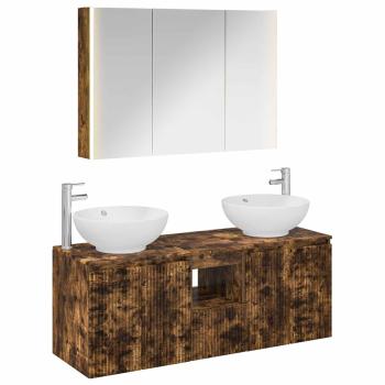 Badezimmerschrank-Set 4 stk. Geräucherte Eiche Holzwerkstoff