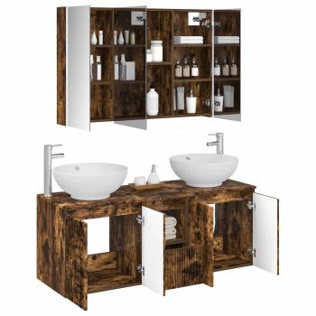 Badezimmerschrank-Set 4 stk. Geräucherte Eiche Holzwerkstoff