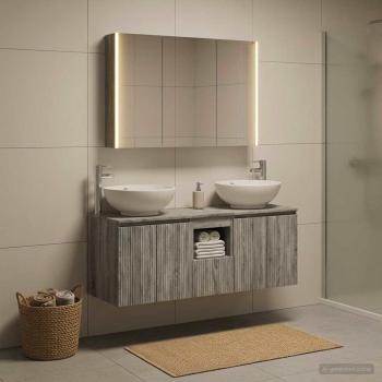 ARDEBO.de - Badezimmerschrank-Set 4 stk. Grau Sonoma Holzwerkstoff